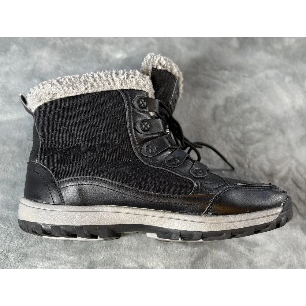 Tamarack Boots Womens Size 8 Black Faux Shearling Lined Winter Snow T-RF1867